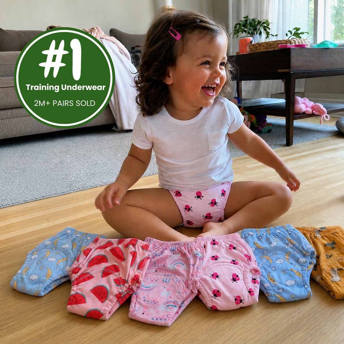 The middle step: cotton against the skin, absorbency underneath, waterproof outside.